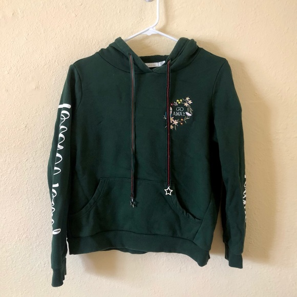 DARK GREEN GRAPHIC HOODIE - Picture 1 of 5